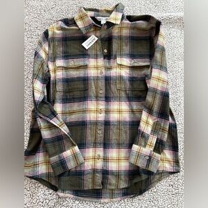 NWT Old Navy Boyfriend Flannel - Green Plaid